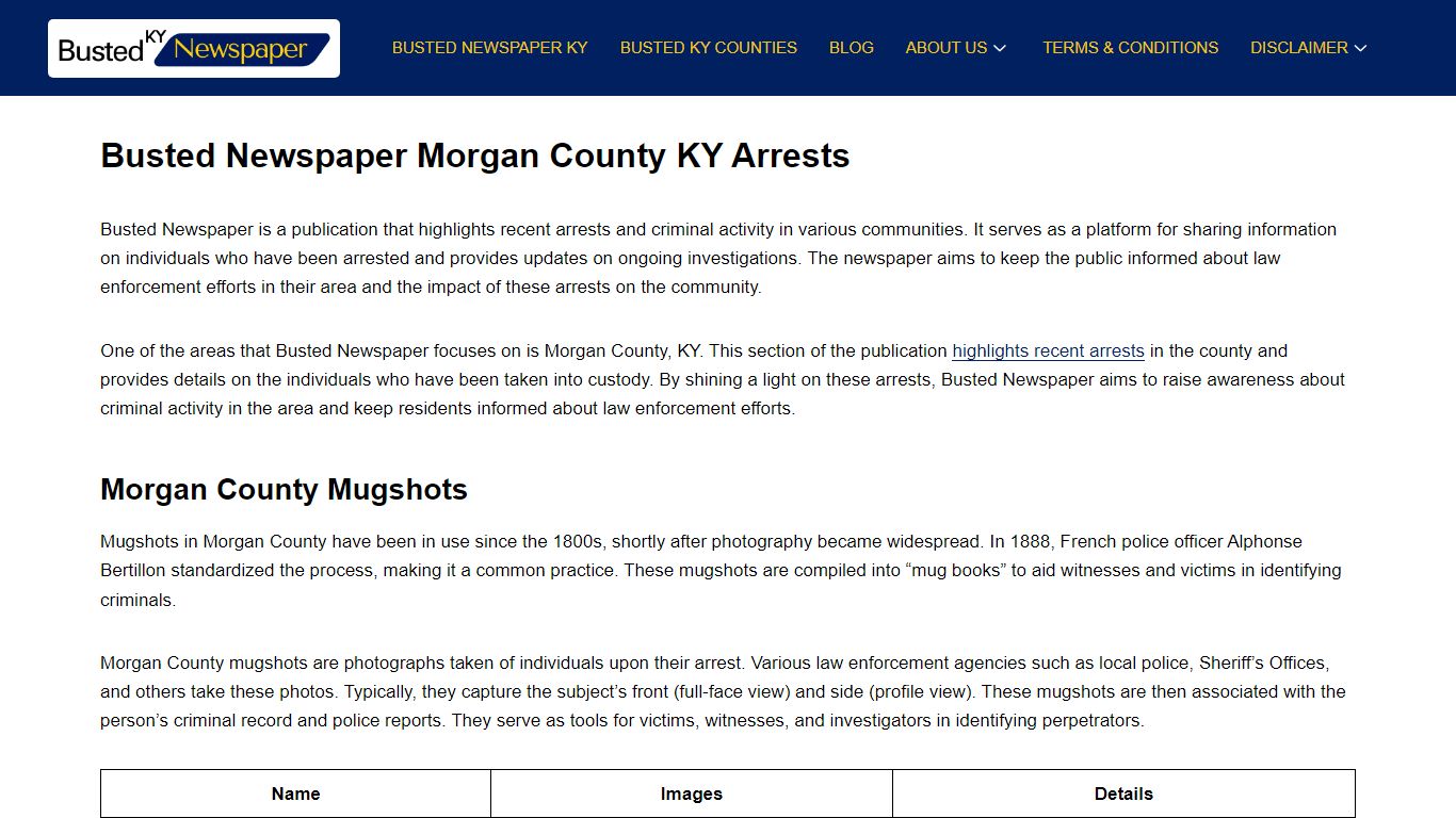 Busted Newspaper Morgan County KY Arrests